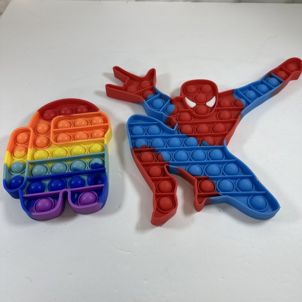Large Super Hero Spider-Man And Rainbow Among Us Popit Fidget Toy Push Bubble